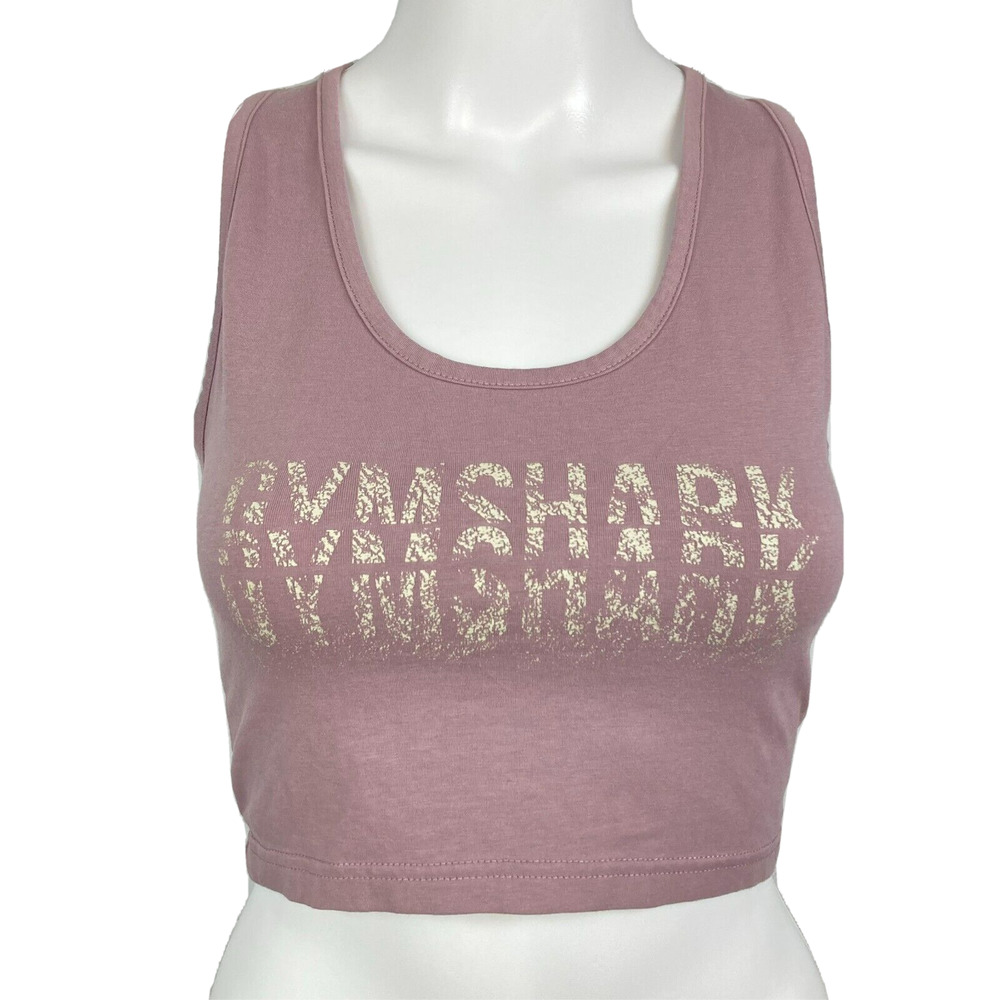 Gymshark Tank Top Womens Sz XS Purple Cropped Racerback‎ Cotton Stretch Logo